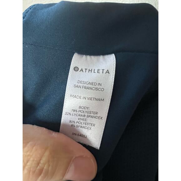 Athleta Blue Mesh Contender Capri Cropped Zipper Pocket Leggings Size S - Picture 9 of 9